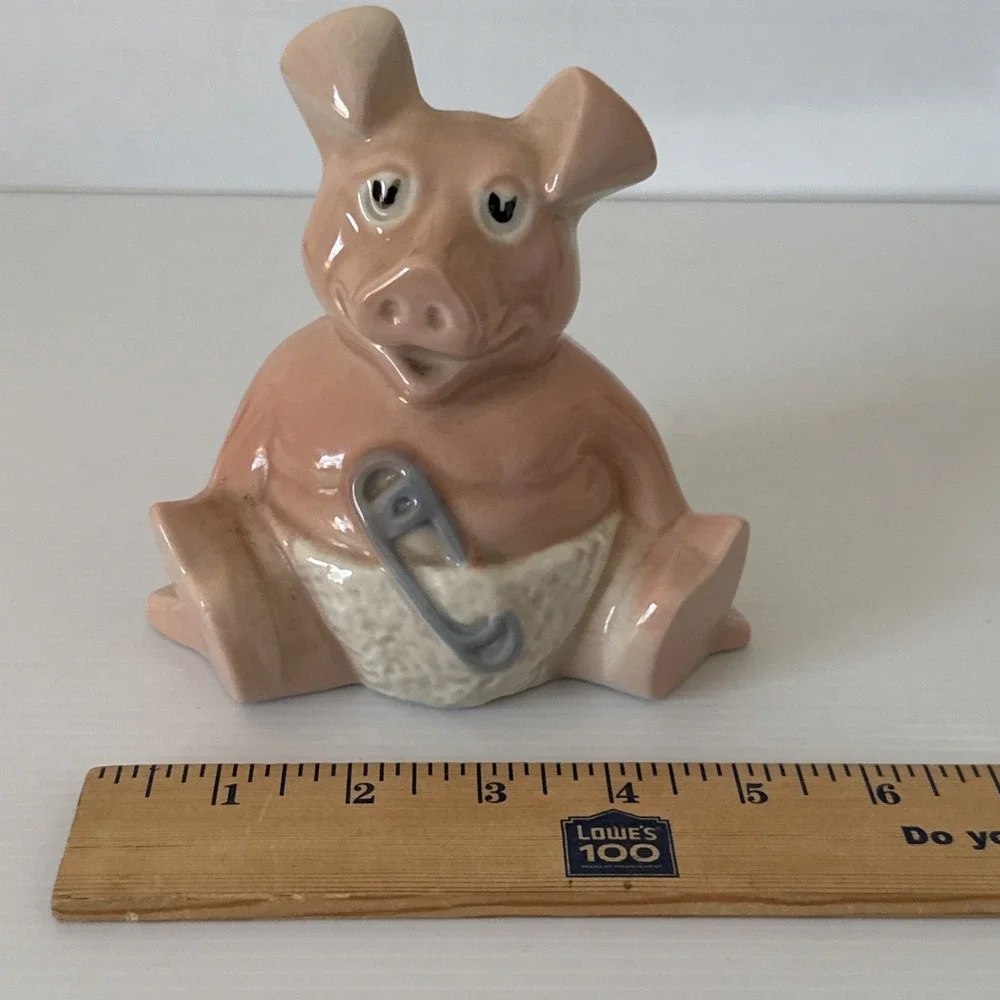 Vintage Nat West Porcelain Baby Piggy With Diaper Pin Bank Woody by Wade England